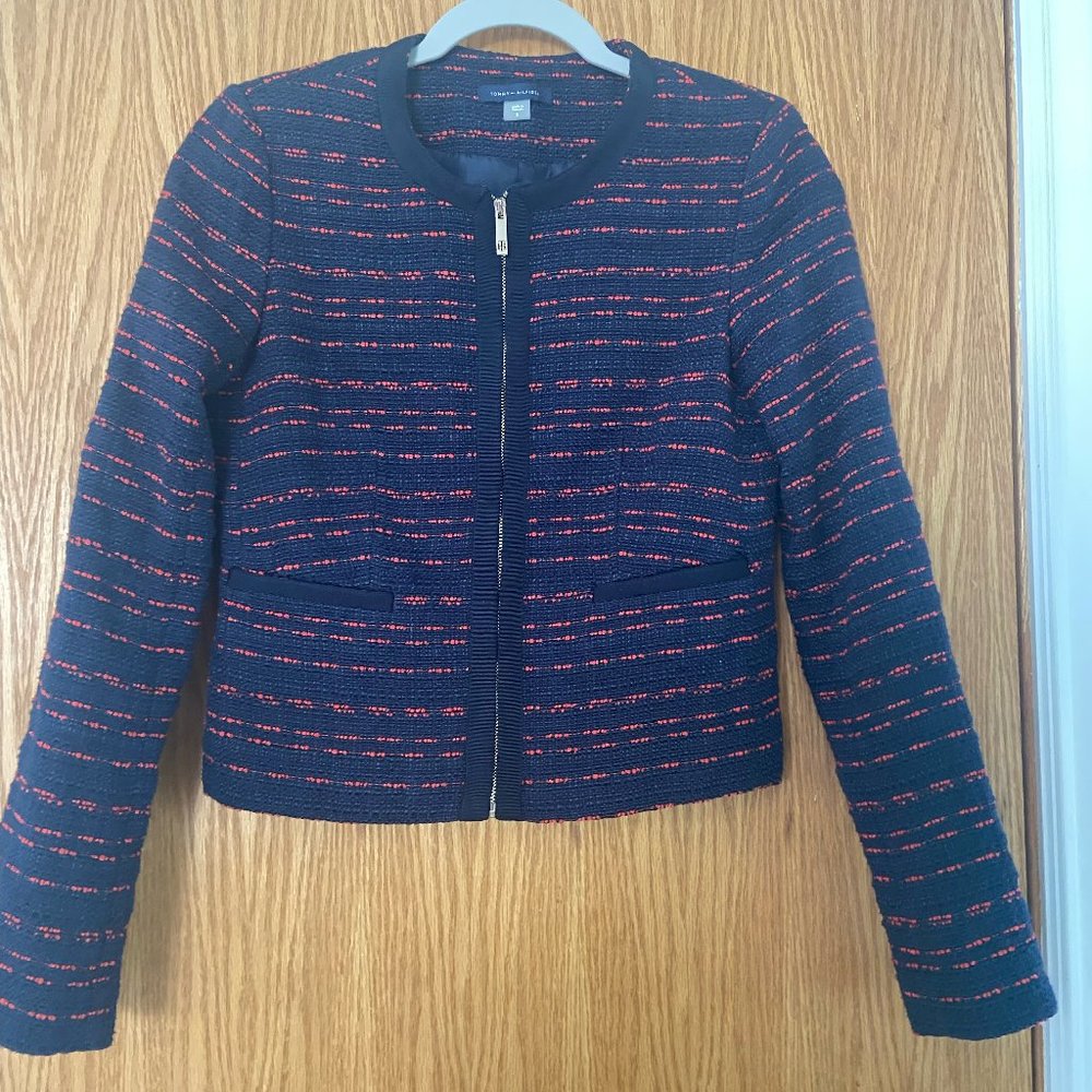Tommy Hilfiger Women’s Full Zip Textured Career Blazer Size 0 - Navy